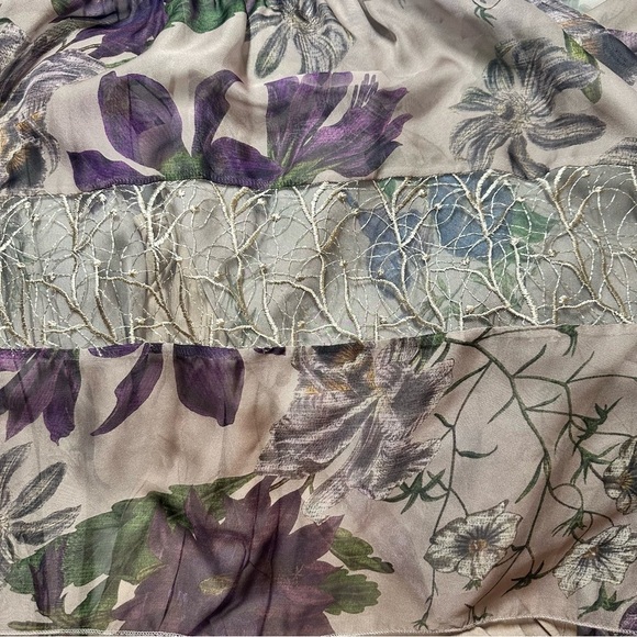 Floral Plus Size Sheer Floral Dress with Purple and Green Flowers - Picture 7 of 8